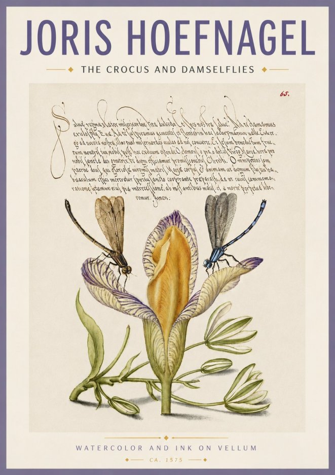 Joris Hoefnagel The Crocus and Damselflies No4 - Poszter