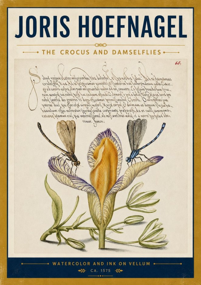 Joris Hoefnagel The Crocus and Damselflies No5 - Poszter
