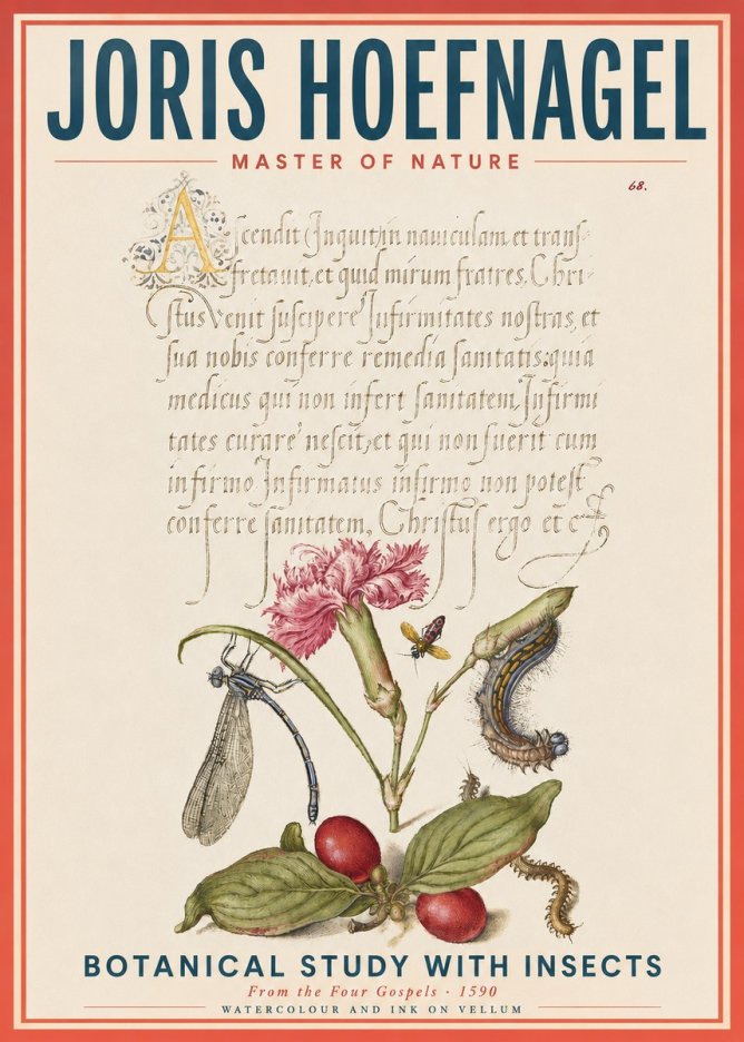 Joris Hoefnagel Botanical Study with Insects No4 - Poszter