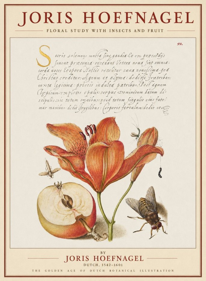 Joris Hoefnagel Floral Study with Insects and Fruit No1 - Poszter