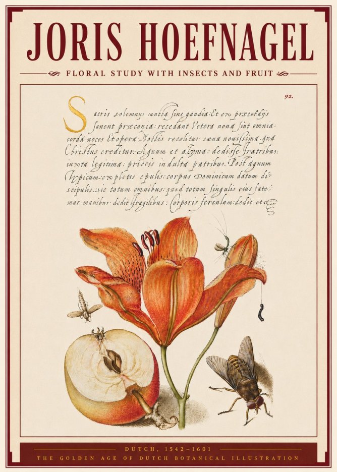 Joris Hoefnagel Floral Study with Insects and Fruit No4 - Poszter