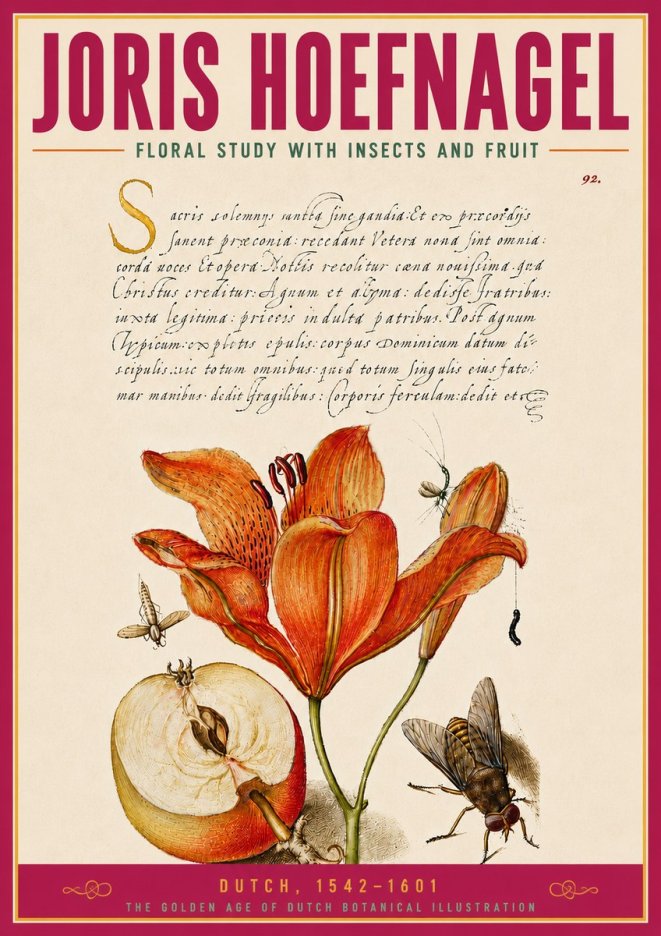 Joris Hoefnagel Floral Study with Insects and Fruit No5 - Poszter