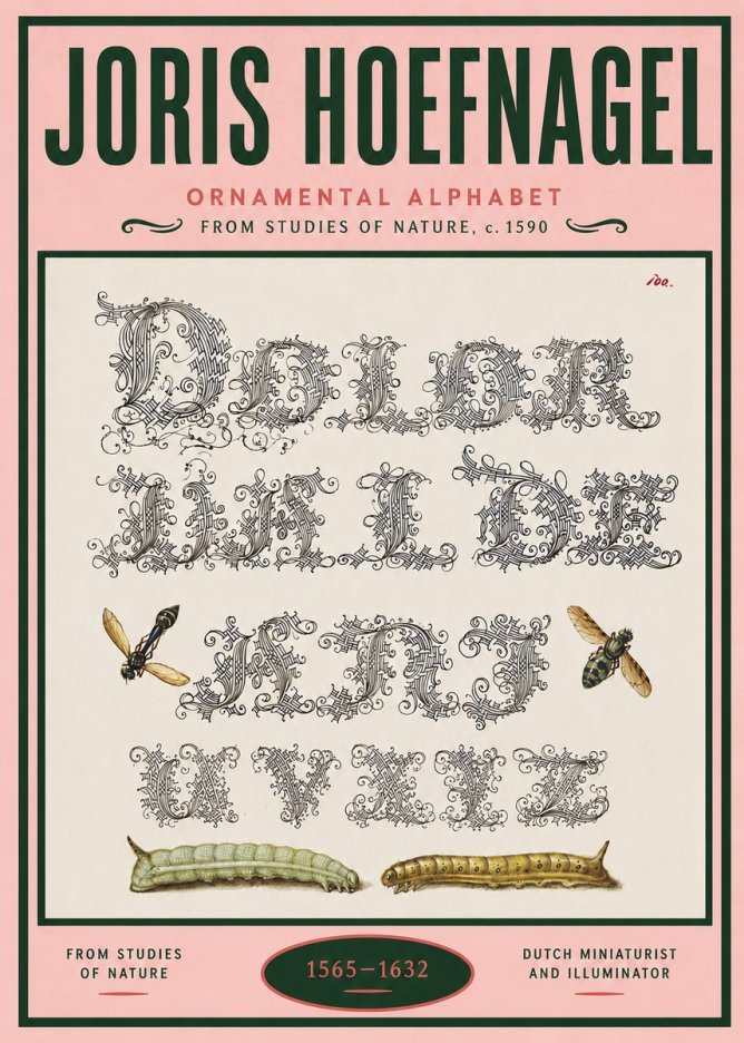 Joris Hoefnagel Ornamental Alphabet from Studies of Nature No4 - Poszter