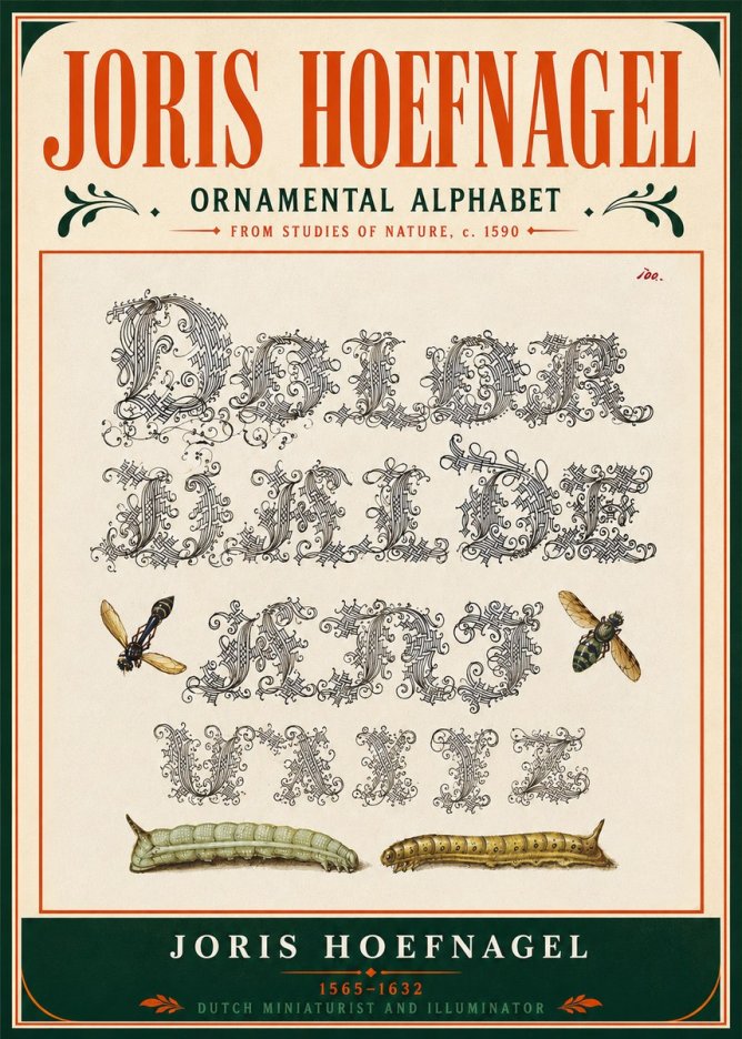 Joris Hoefnagel Ornamental Alphabet from Studies of Nature No5 - Poszter