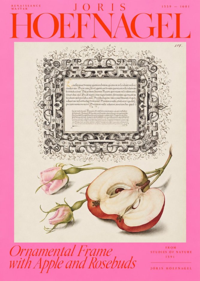 Joris Hoefnagel Illuminated Calligraphy and Botanical Study No4 - Poszter