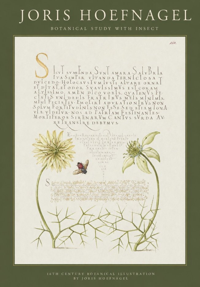 Joris Hoefnagel Botanical Study with Insect No1 - Poszter