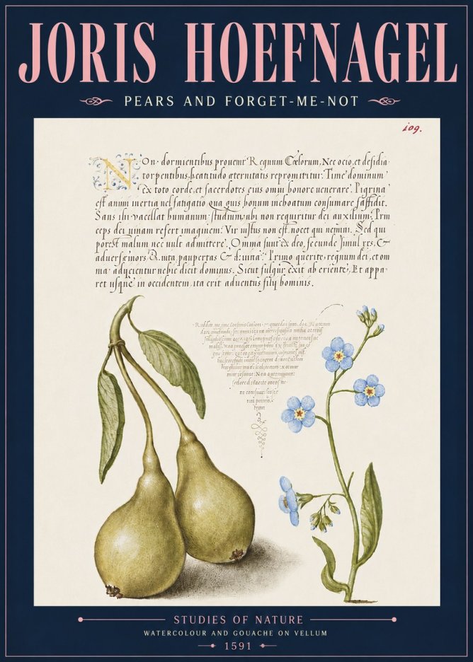 Joris Hoefnagel Pears and Forget-me-not No6 - Poszter