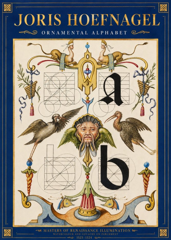 Joris Hoefnagel Ornamental Alphabet No3 - Poszter