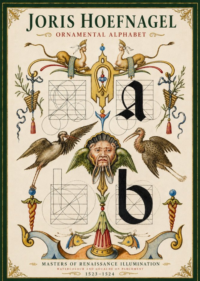 Joris Hoefnagel Ornamental Alphabet No5 - Poszter