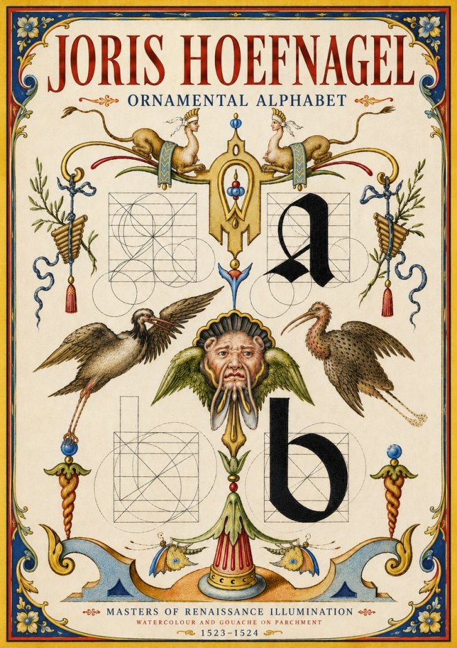 Joris Hoefnagel Ornamental Alphabet No6 - Poszter