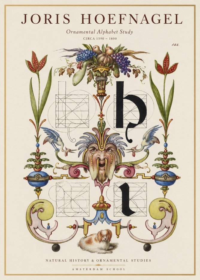 Joris Hoefnagel Floral Grotesque with Putto No2 - Poszter