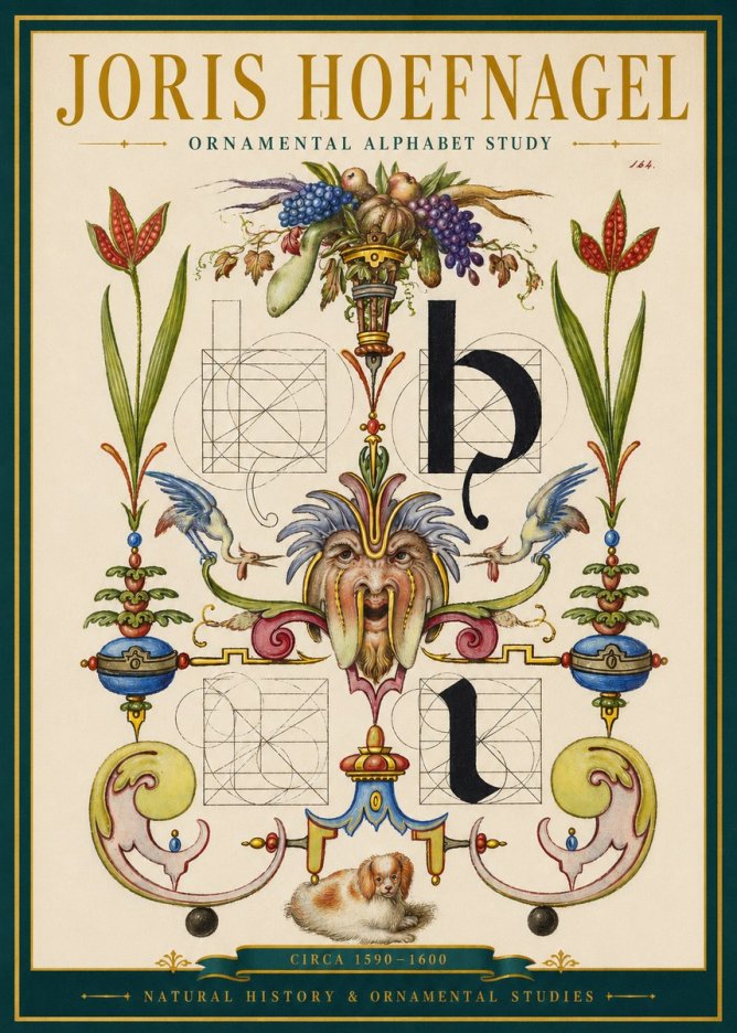 Joris Hoefnagel Floral Grotesque with Putto No3 - Poszter