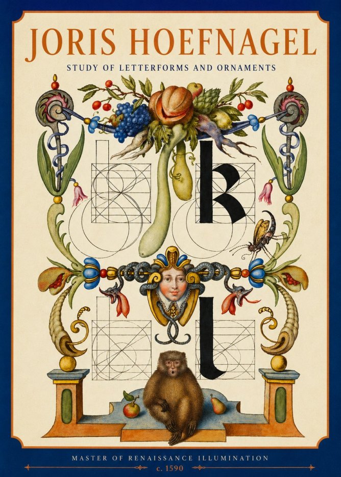 Joris Hoefnagel Study of Letterforms and Ornaments No2 - Poszter