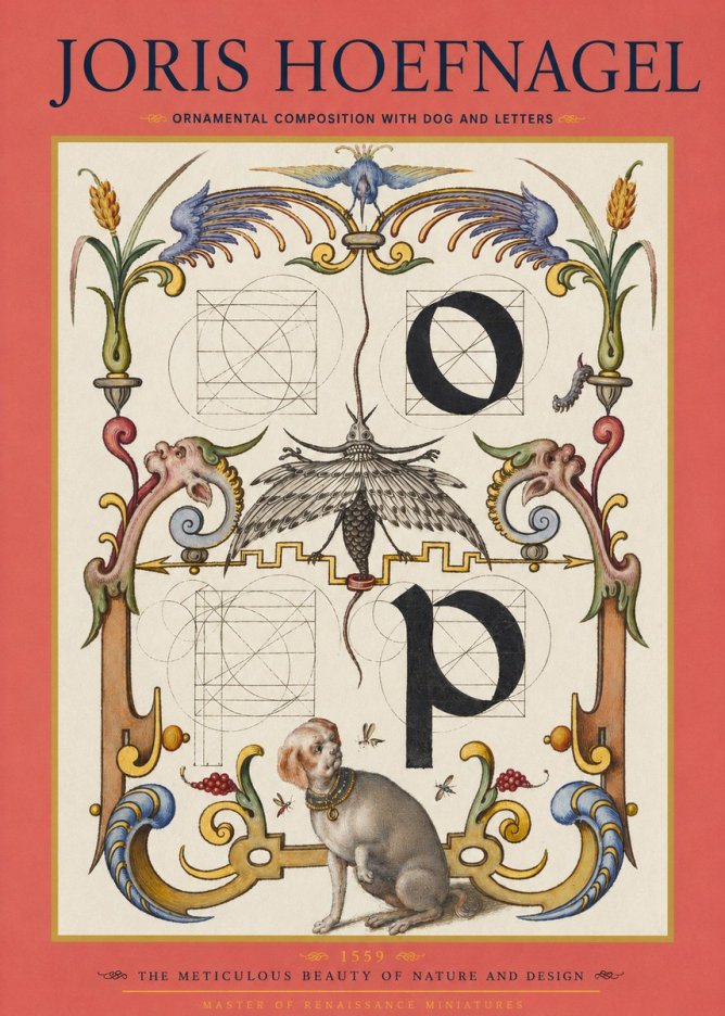 Joris Hoefnagel Ornamental Composition with Dog and Letters No2 - Poszter
