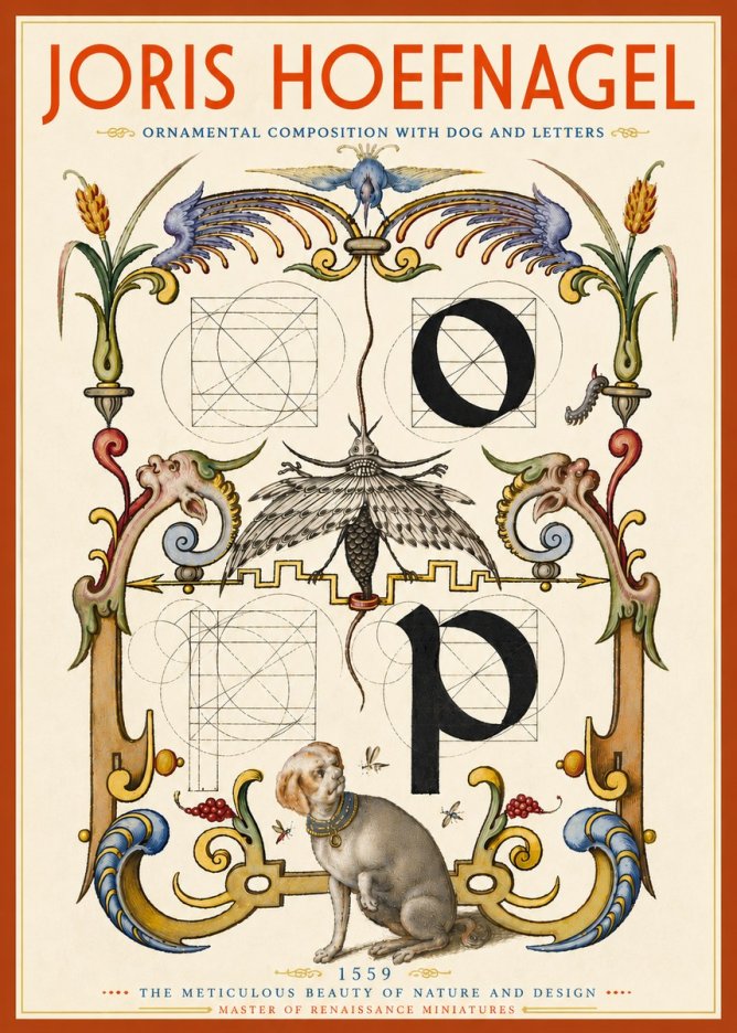 Joris Hoefnagel Ornamental Composition with Dog and Letters No6 - Poszter