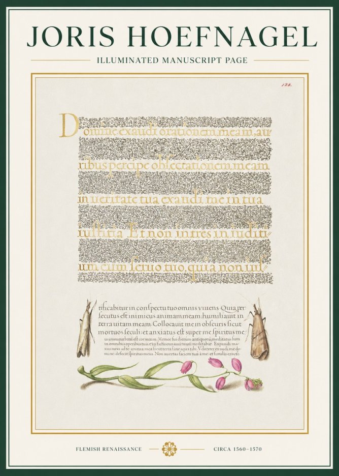 Joris Hoefnagel Illuminated Manuscript Page II No1 - Poszter