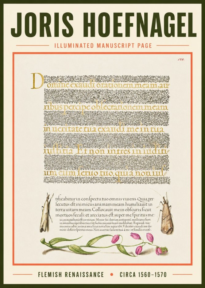 Joris Hoefnagel Illuminated Manuscript Page II No3 - Poszter