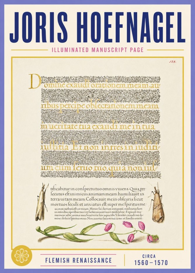 Joris Hoefnagel Illuminated Manuscript Page II No4 - Poszter