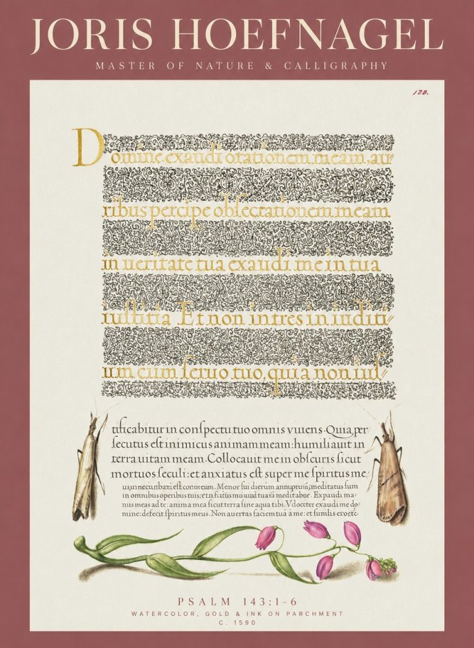 Joris Hoefnagel Illuminated Manuscript Page II No6 - Poszter