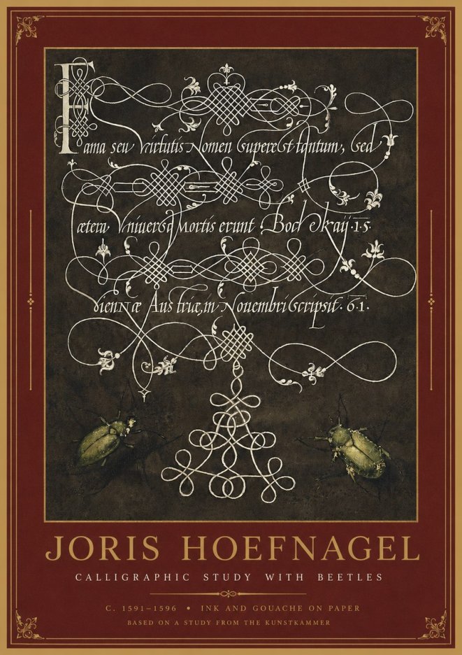 Joris Hoefnagel Calligraphic Study with Beetles No2 - Poszter