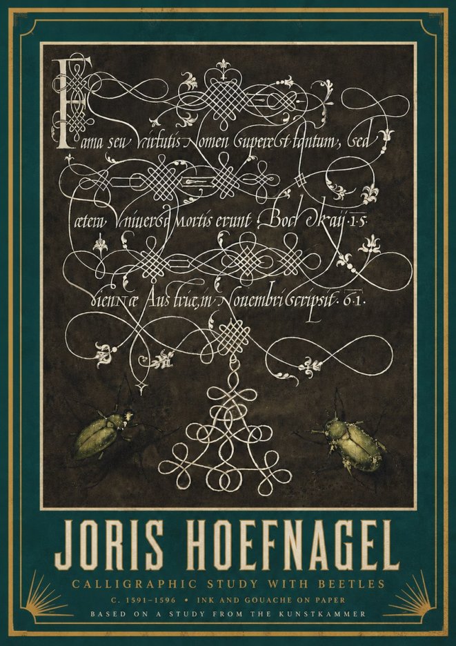 Joris Hoefnagel Calligraphic Study with Beetles No3 - Poszter