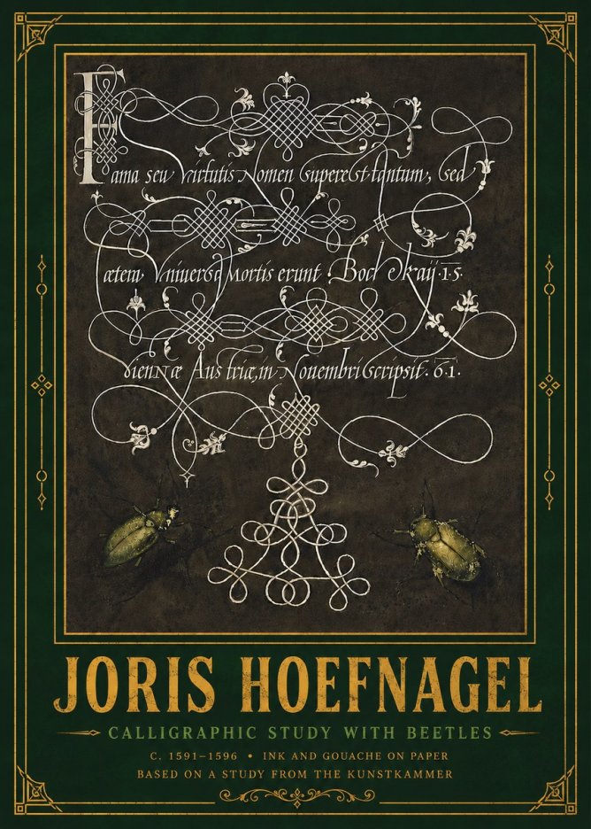 Joris Hoefnagel Calligraphic Study with Beetles No6 - Poszter