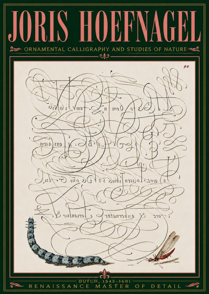 Joris Hoefnagel Ornamental Calligraphy and Studies of Nature No5 - Poszter