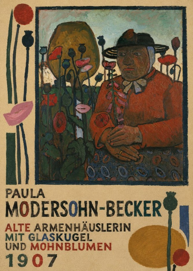 Paula Modersohn-Becker Alte Armenhäuslerin Mit Glaskugel Und Mohnblumen No4 - Poszter