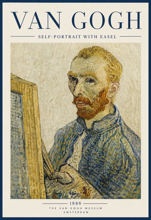 Van Gogh Self-portrait with Easel I No5 - Poszter