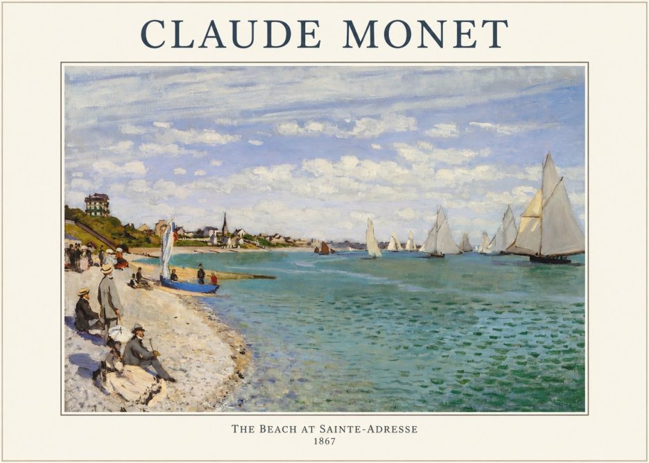 Monet The Beach at Sainte-adresse IV No1 - Poszter