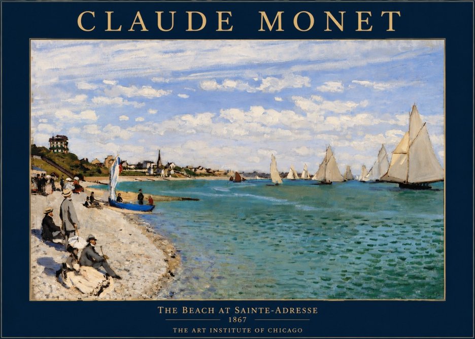 Monet The Beach at Sainte-adresse IV No2 - Poszter