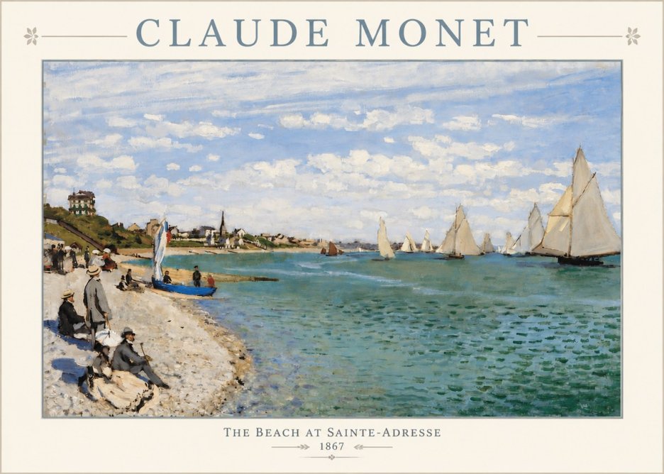 Monet The Beach at Sainte-adresse IV No3 - Poszter