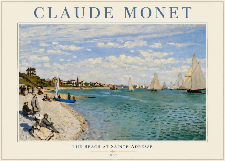 Monet The Beach at Sainte-adresse IV No5 - Poszter