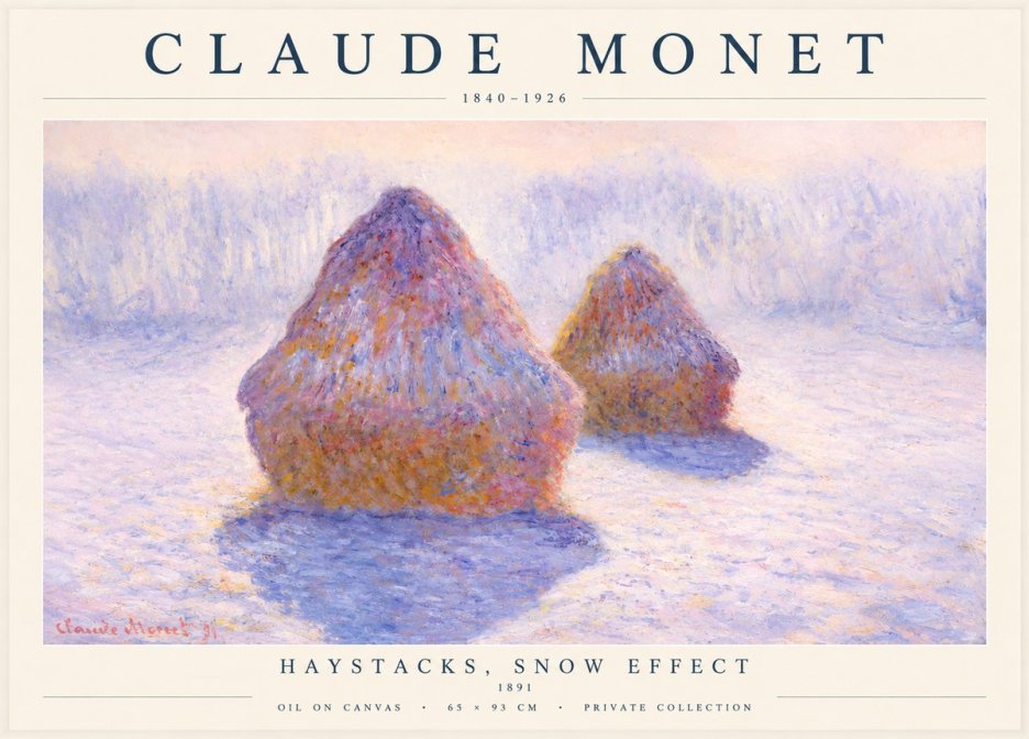 Monet Haystacks, Snow Effect No1 - Poszter