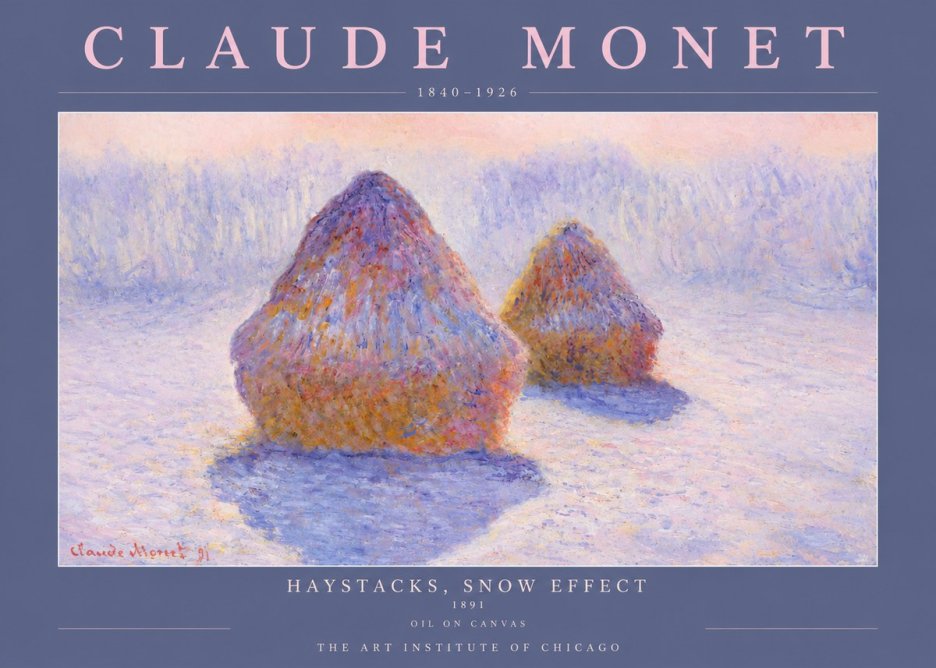 Monet Haystacks, Snow Effect No2 - Poszter
