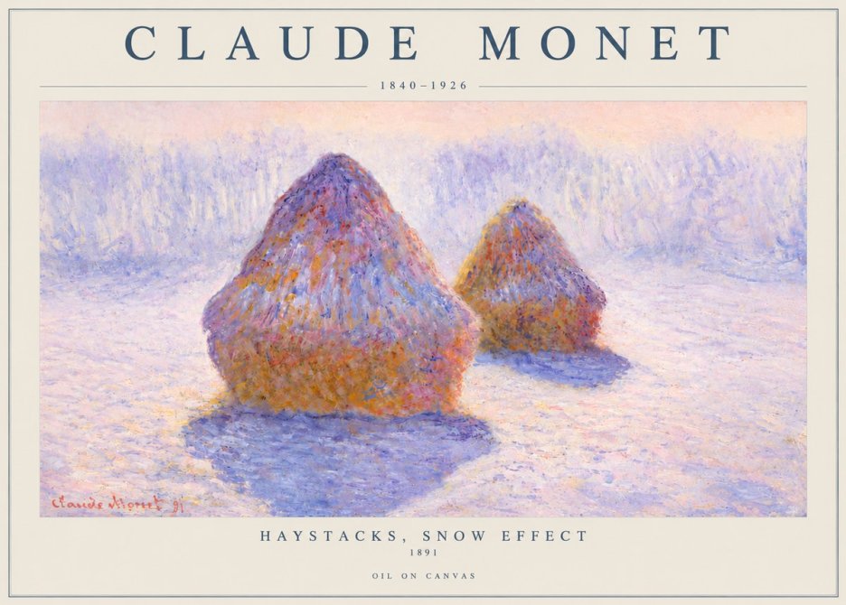 Monet Haystacks, Snow Effect No3 - Poszter