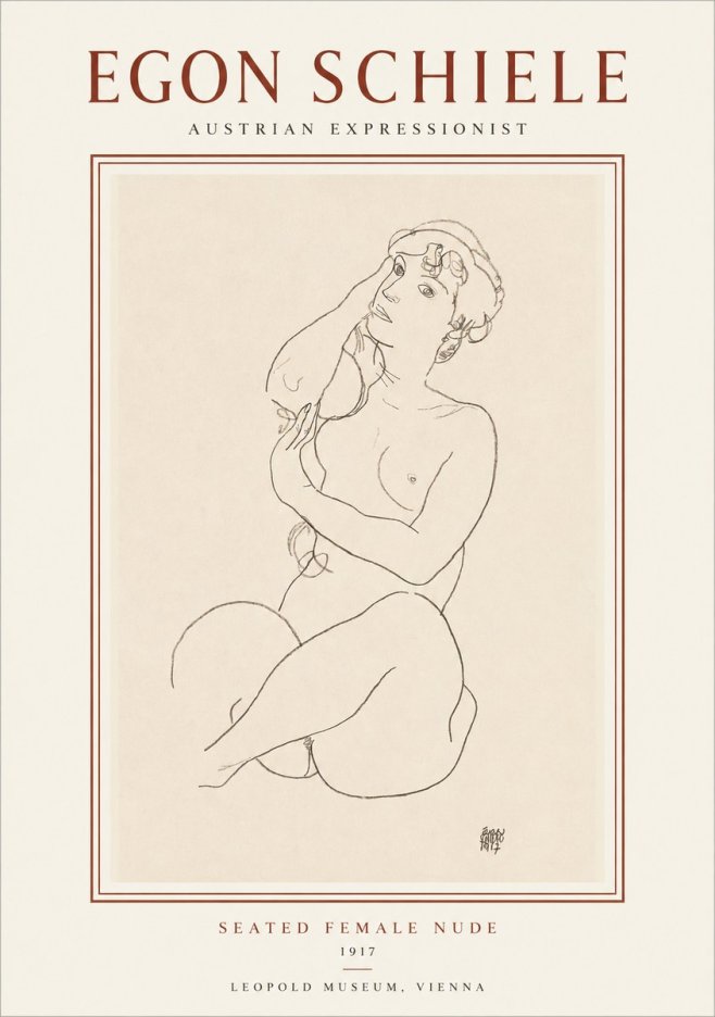 Schiele Seated Female Nude No1 - Poszter
