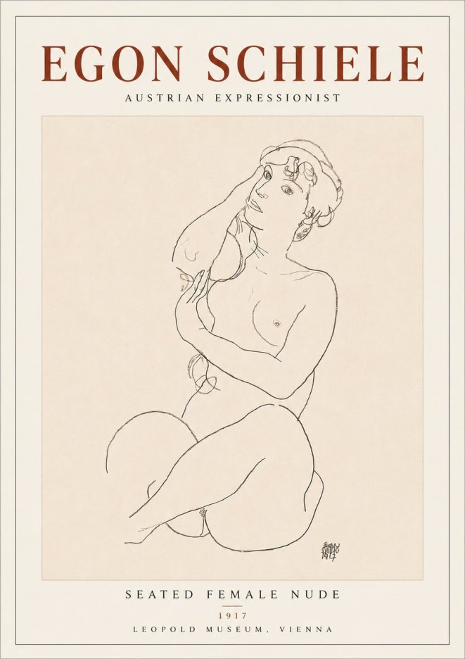 Schiele Seated Female Nude No4 - Poszter