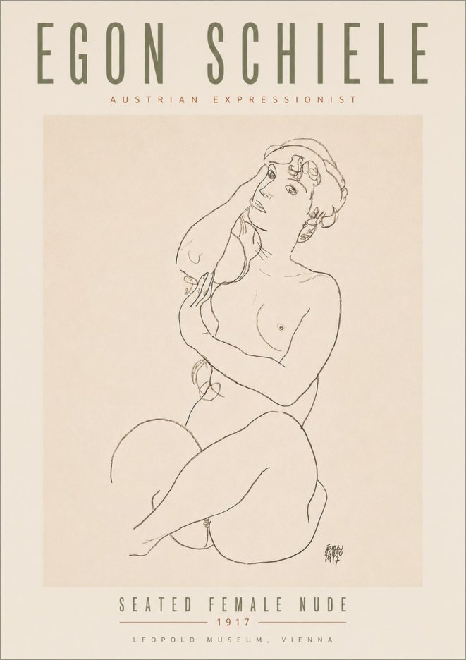 Schiele Seated Female Nude No5 - Poszter