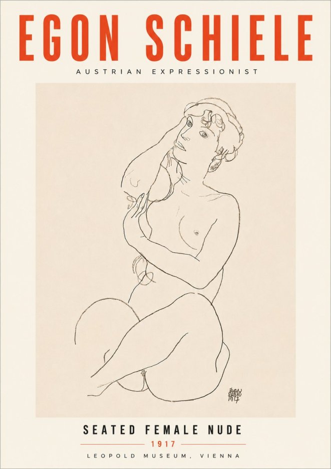 Schiele Seated Female Nude No6 - Poszter