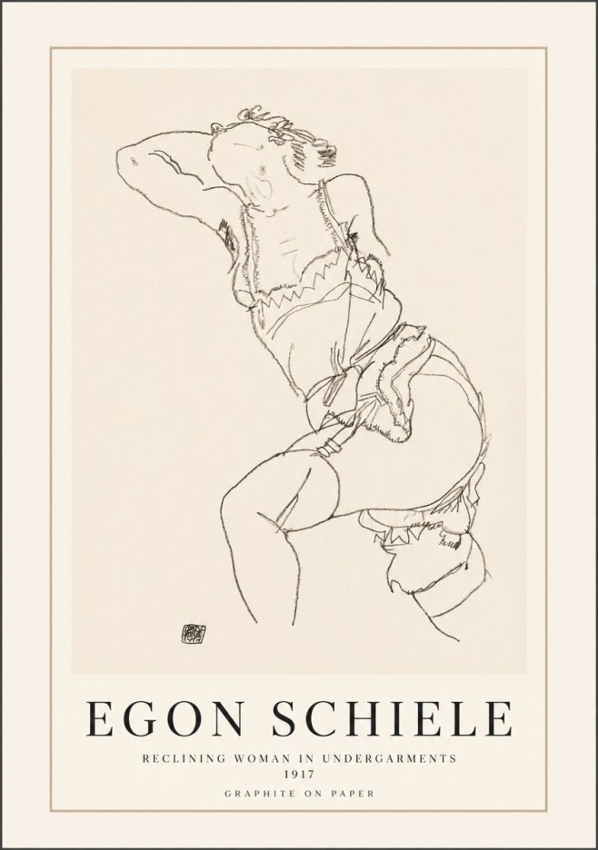 Schiele Reclining Woman in Undergarments No1 - Poszter