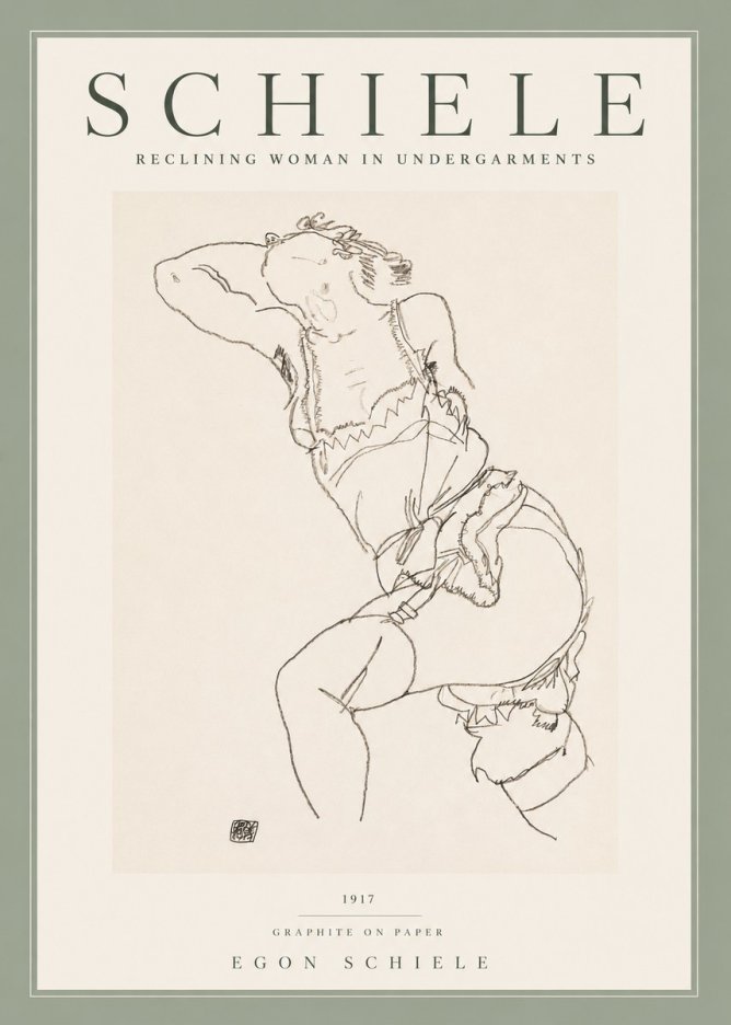 Schiele Reclining Woman in Undergarments No2 - Poszter