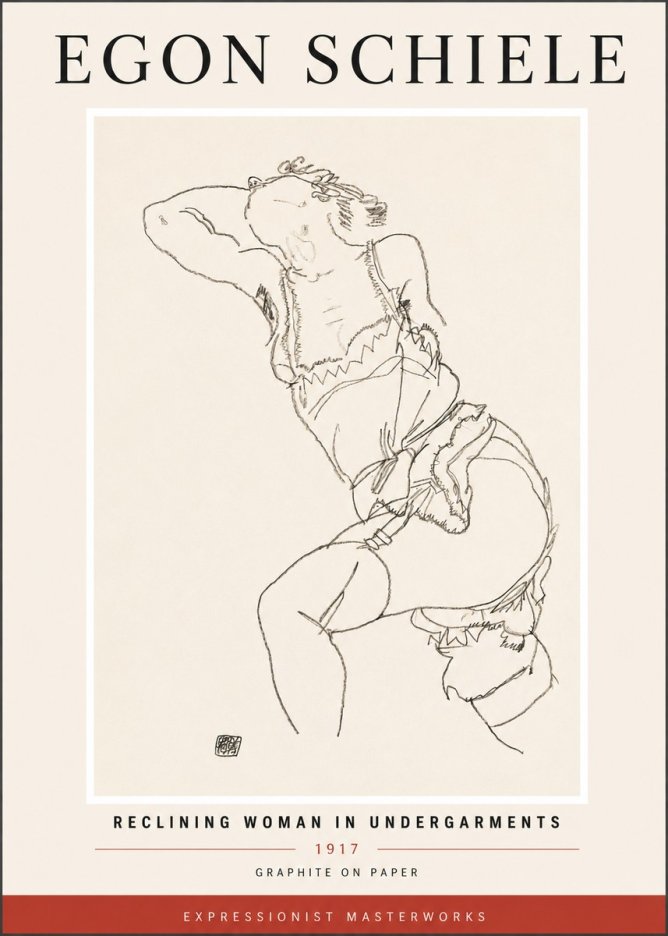 Schiele Reclining Woman in Undergarments No4 - Poszter