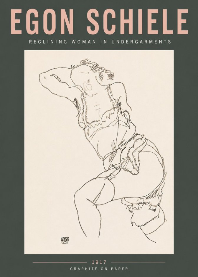 Schiele Reclining Woman in Undergarments No5 - Poszter