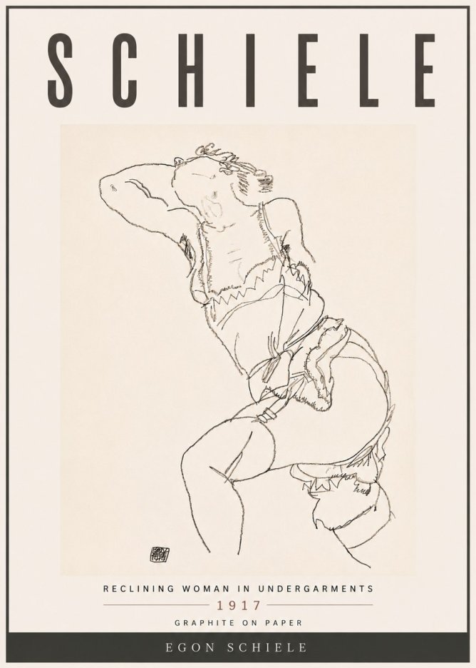Schiele Reclining Woman in Undergarments No6 - Poszter