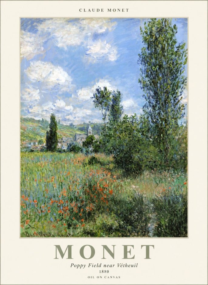 Monet Poppy Field Near Vétheuil No1 - Poszter