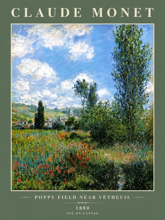 Monet Poppy Field Near Vétheuil No5 - Poszter
