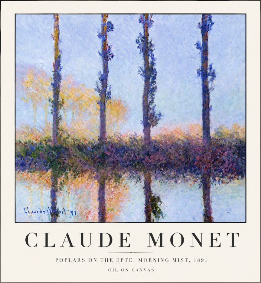 Monet Poplars on the Epte, Morning Mist, 1891 No6 - Poszter