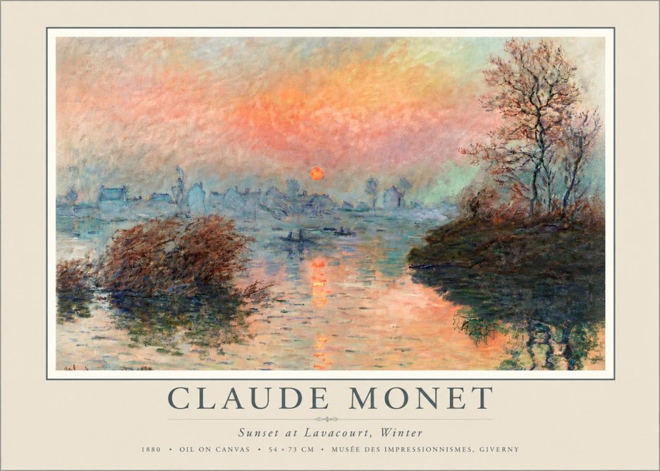 Monet Sunset at Lavacourt, Winter No5 - Poszter