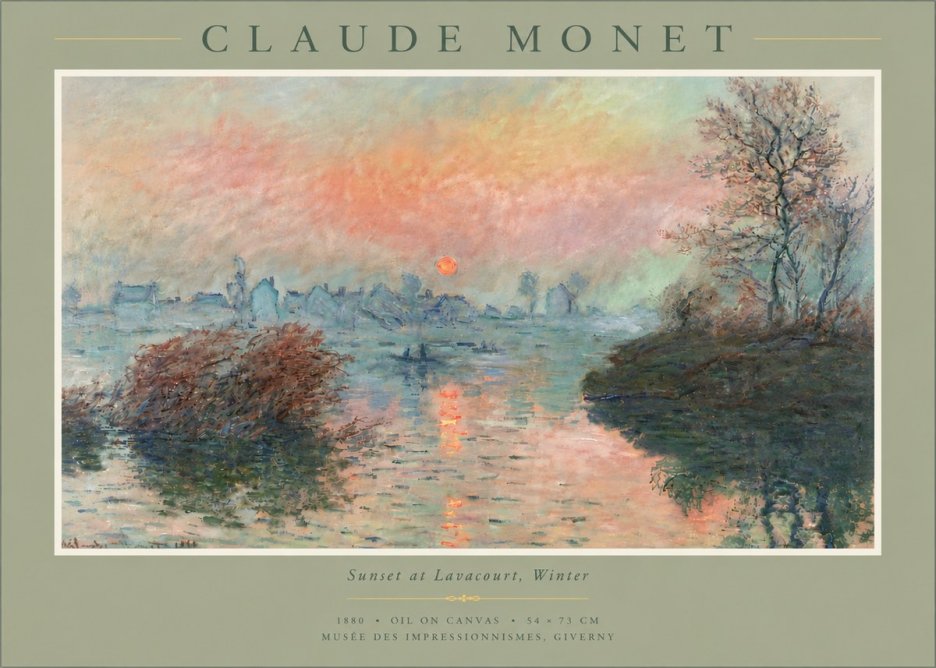 Monet Sunset at Lavacourt, Winter No6 - Poszter